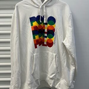 Ralph Lauren White Hoodie with Colorful Logo